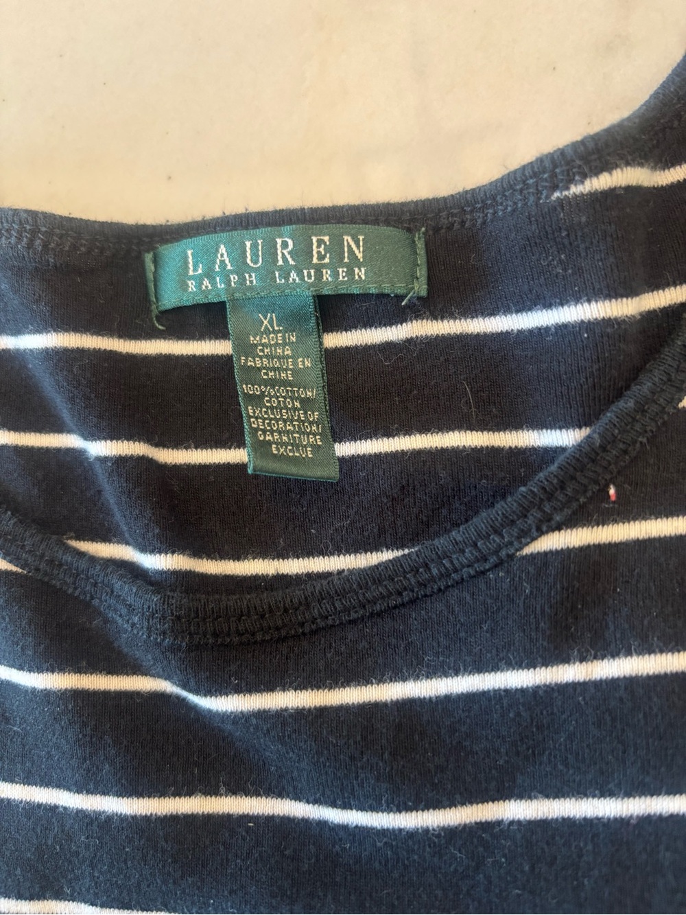 Lauren Ralph Lauren Classic Striped Long Sleeve Top Black White Fall Capsule XL - Picture 5 of 6